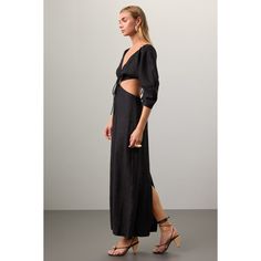 Black (Shell: 100% Hemp; Lining: 100% Cotton). Cocktail Dress. Long Sleeve. V-Neck. Pull on. Imported. Chic V-neck Maxi Dress For Date Night, Spring Evening V-neck Dress, Elegant V-neck Dress For Fall Day Out, Chic Black V-neck Dress With Surplice Neckline, Dressy V-neck Dress For Night Out In Spring, Chic Midi Dress With Open Neckline For Date Night, Chic V-neck Maxi Dress For Fall, Black V-neck Maxi Dress For Date Night, Black Chic V-neck Dress For Fall