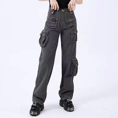 Product information:Material: Cotton Style: Casual/Street/Vintage/Preppy/Y2K/Hip Pop/Punk Features: Splicing Color: Graphite. Black. Military GreenDescription:Constructed from breathable cotton. these Multi Pockets Straight Leg Cargo Pants come in Graphite. Black. and Military Green colors and feature a stylistically versatile splicing pattern. From casual to streetwear. Y2K to punk. this style is perfect for those who prefer preppy or hip hop looks.Size Information:Size: S/M/L/XL/XXL/3XL SIZE/CM Waist Hipline Pants length S 68 92 105 M 72 96 106 L 76 100 108 Straight Leg Cargo Pants, Vintage Preppy, Skirt And Sneakers, Black Halter Dress, Streetwear Y2k, Pop Punk, Loose Sweater, Pants Length, Dress And Heels