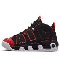 (GS) Nike Air More Uptempo 'Red Toe' FB1344-001 (SNKR/Retro/Low Top/Basketball) Nike Air More Uptempo, Nike Air More, Stylish Sneakers, Low Top, Perfect Pair, Nike Air, Black And Red, Basketball, Nike