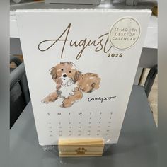 a calendar with an image of a dog on it