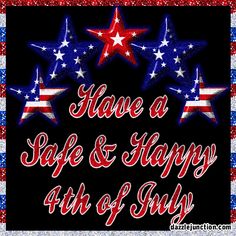 some red white and blue stars with the words have a safe and happy 4th of july