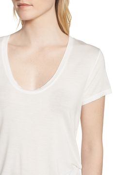 A stylish wardrobe staple, this scoop-neck tee is cut from lightweight jersey that's stretchy and comfortable. Style Name:Splendid Deep U-Neck Tee. Style Number: 5581283. Fitted Scoop Neck T-shirt For Layering, Stretch Scoop Neck T-shirt For Layering, Casual Modal T-shirt, Relaxed Fit Scoop Neck T-shirt, Casual Modal Scoop Neck Top, Layering T-shirt With Shirttail Hem, White Modal Tops For Summer, Casual White Modal Tops, Stylish Wardrobe