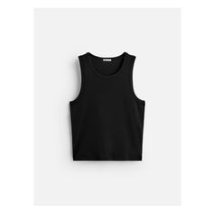 Slim fit T-shirt. Wide round neckline. Basic Crew Neck Tank Top, Fitted Black Tank Top T-shirt, Casual Black Tank T-shirt, Classic Black Tank Top, Classic Black Cotton Tank Top, Zara Classic Black Tops, Classic Black Zara Top, Classic Black Scoop Neck Top, Black Zara Tops For Streetwear