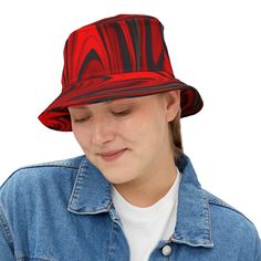 Immerse yourself in the pulsating rhythm of the music and let our Raging Red Groove Vibes Bucket Hat elevate your festival experience. Designed for the passionate music lovers, EDM enthusiasts, and dedicated Red Rocks show goers, this hat is your ticket to an unforgettable adventure. Crafted from 100% polyester, it offers durability and comfort to withstand even the most energetic raves. Its Raging Red color scheme, inspired by the beats that fuel your soul, is all about expressing your passion. Available in two sizes with a sewn-in label, this bucket hat ensures style never compromises comfort. With the Raging Red Groove Vibes Bucket Hat, you're not just attending a festival, you're embracing a lifestyle of joy, euphoria, and exhilarating energy. Make every beat count. #RagingRedGroove #M Red Bucket Hat For Streetwear, Adjustable Red Festival Hat, Red Festival Bucket Hat, Red Wide Brim Bucket Hat For Festival, Trendy Red Festival Hat, Red Adjustable Bucket Hat With Short Brim, Adjustable Red Bucket Hat, Red Bucket Hat For Summer Festival, Adjustable Black Hat For Music Festival