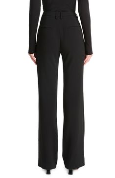 Command the room in these crisp and stretchy bootcut pants that promise classic and sharp style. Zip fly with hook-and-bar closure Front slant pockets; back welt pockets 63% polyester, 30% viscose, 7% elastane Dry clean or hand wash, line dry Imported Classic Stretch Bottoms With Straight Silhouette, Black Elastane Dress Pants With Straight Silhouette, Black Straight Silhouette Dress Pants, Stretch Elastane Pants With Straight Silhouette, Straight Silhouette Stretch Elastane Pants, Sleek Stretch Pants With Straight Silhouette, Sleek Straight Silhouette Elastane Pants, Sleek Wide-leg Elastane Dress Pants, Sleek Straight Silhouette Elastane Bottoms