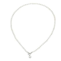 These elegant freshwater cultured pearls sit together on hand-knotted silk blend thread, creating an elegant toggle clasp necklace that will have all eyes on you. These elegant freshwater cultured pearls sit together on hand-knotted silk blend thread, creating an elegant toggle clasp necklace that will have all eyes on you.Click on this JEWELRY & WATCHES GUIDE to learn about fit, styles, materials and more! Clasp: toggle Nickel free Metal: sterling silver Chain length: 18 in. Pendant length: 0.4 Classic Pearl Necklace With Toggle Clasp, Adjustable White Necklace With Toggle Clasp, Elegant White Toggle Necklace With Pearl Charm, Elegant Pearl Toggle Necklace With Pearl Charm, Classic Pearl Necklace With Toggle Clasp As Gift, Elegant Toggle Necklace With Pearl Charm, Elegant Toggle Necklace With Round Beads, Elegant Toggle Necklace With Sterling Silver Clasp, Elegant Pearl Toggle Necklace For Gift