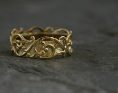 Gold Wedding Band, Filigree Lace Gold Wedding #goldlacering #filigreering #romanticjewelry #victorianring #giftforher #laceringband #filigreejewelry #weddingring #friendshipring #goldweddingband #weddingband #laceweddingband #goldfiligreeband Infinite Jewelry, Lace Wedding Band, Filigree Rings, Thick Gold Ring, Delicate Gold Ring, Shiny Rings, Filigree Bracelet, Raw Stone Ring, Lace Ring