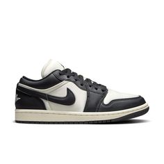 Jordan 1 Low SE "Sail/Black" Women's Shoe - Hibbett | City Gear Nike Tracksuit, Converse New, Womens Air Jordans, Jordan Sneakers, Black Shoes Women, Black And White Color, Nike Air Jordan 1, Air Jordan 1 Low, Jordan 1 Low