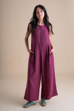 Meet the Terrace Jumpsuit: the chic, updated version of our best selling Backyard Jumpsuit! With the same flowing silhouette and comfort, but now available in 2 longer inseam options. Featuring waistline box pleats, inside pockets and snaps that can be worn in the front or back. Chic Full-length Jumpsuits And Rompers With Pockets, Chic Wide Leg Jumpsuits And Rompers With Buttons, Chic Wide Leg Jumpsuits With Buttons, Fitted Solid Jumpsuits And Rompers With Side Pockets, Full-length Relaxed Fit Jumpsuits And Rompers With Pockets, Full Length Relaxed Fit Jumpsuits And Rompers With Pockets, Relaxed Fit Full Length Jumpsuits And Rompers With Pockets, Relaxed Fit Full-length Jumpsuits And Rompers With Pockets, Elegant Relaxed Fit Jumpsuit In Solid Color