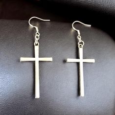 Large silver tone cross on your choice of ear hooks Lightweight to wear and don't pull on earlobes despite the size  Length - 6cm Cheap Cross-shaped Earrings, Cheap Single Cross Earring, Large Silver Cross Earrings, Silver Cross Earrings, Cross Christian, Easter Religious, Christian Jewelry, Cross Earrings, Ear Hook