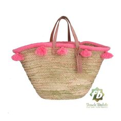 French Baskets Pastel pink, French Basket, Moroccan Basket, straw bag, french market basket, Beach B French Basket, Moroccan Basket, French Market Basket, Beach Basket, French Baskets, Funky Hats, Market Basket, Handmade Crochet Bags, Straw Beach Bag