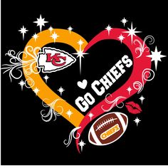 the kansas chiefs heart with footballs and stars on it, as well as an i love