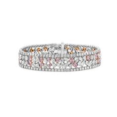 14.93 Carats Total Weight 3.32 Carats of Pink Diamonds 11.61 Carats of White Diamonds VS Clarity Set in 18k White Gold Size 7 Wrist Pink Diamond Bracelet, Expensive Purses, Bracelet Luxury, Pink Diamonds, Rhinestone Bow, Crown Jewels, Gorgeous Jewelry, Pink Diamond, Conflict Free Diamonds