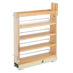 an empty wooden shelf with six shelves on each side