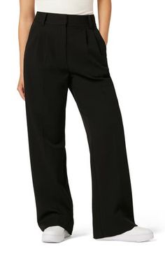 These wide-leg trousers are fashioned from smooth woven fabric and gently pleated at the waist to further the flowy fit. 30" inseam; 22" leg opening; 13 1/2" front rise; 17 1/2" back rise (size 8) 63% polyester, 32% rayon, 5% elastane Machine wash, line dry Imported Trench Coat Outfit, Slacks For Women, Grown Women, Favorite Daughter, Coat Outfits, Formal Outfit, Guest Outfit, Midi Length Dress, Women's Wardrobe