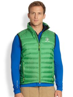 RLX Polo Ralph Lauren Men’s Full Zip Green Down Vest Size 2XL NWT Crafted from durable, water-repellent nylon ripstop, this essential vest features a mock neck collar and a warm down fill. Two-way zip front mock neck zippered waist pockets fully lined down nylon dry clean imported. Color: green 75% Down 25% Feather Shell- Nylon  Lining- Nylon Reflective RLX at Chest, and Logo at Back  Full Zip, 2 Vertical Zip Pockets at Body  Ralph Lauren Across Right Pocket at Body Drawcord at hem *All store it Warm Down, Zip Ties, Sport Coats, Clothes For Men, Down Vest, Mens Green, Polo Ralph Lauren Mens, Ralph Lauren Men, Neck Collar