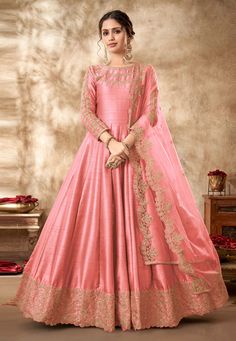 Art silk abaya style Anarkali suit in Pink colour 4501 Desc: Style : Anarkali Suits Color : Pink Fabric : Art Silk Work : Embroidery Wash Care : Dry clean Sleeve Style : Quarter Sleeve Long Sleeves : Done only in Custom Stitch Sleeves Lining : Done only in Custom Stitch Bust Size : 32 to 42 Inches Occasion : Wedding Christmas Eid Mehendi Sangeet Reception Ceremonial Engagement. With Express Free Shipping Buy Indian Party wedding wear bridal salwar Art silk abaya style Anarkali suit in Pink colou Long Anarkali Gown, Floor Length Anarkali, Ethnic Wear Indian, Silk Anarkali, Long Anarkali, Anarkali Salwar, Gown Suit, Salwar Kamiz, Designer Anarkali