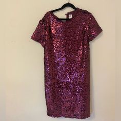 Wine Colored Girls Sequined Dress. New With Tags. Red Sequined Dress-up Dresses, Red Sequined Dress For Dress-up Occasions, Red Sequined Dresses For Dress-up, Red Sequined Dress For Formal Events, Pink Short Sleeve Holiday Dress, Red Short Sleeve Holiday Dress, Red Short Sleeve Mini Dress For Party Season, Red Short Sleeve Dresses With Sequins, Red Short Sleeve Sequined Dresses