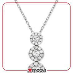 in stock Macy's Diamond White Diamond Necklace For Anniversary, Macy's Brilliant Cut Diamond Necklace For Anniversary, Macy's Diamond Necklace With Round Diamond Accents, Macy's Round Diamond Necklace With Diamond Accents, Macy's Diamond Jewelry With Halo Setting, Macy's Diamond Necklace With Brilliant Cut, Macy's Brilliant Cut Diamond Necklace, White Gold Pendant Necklace, Gold Pendant Necklace