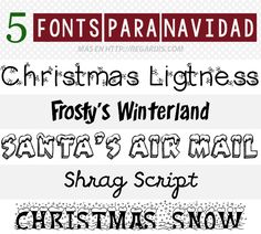 five font styles for christmas lights and frosty's winterland santa's air mail