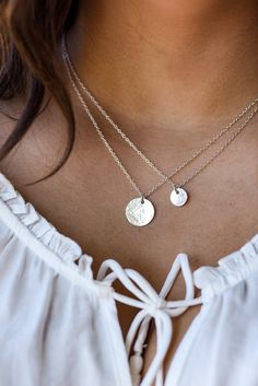 Nickel-free Round Disc Charm Necklace, Dainty Hand Stamped Round Disc Necklace, Sterling Silver Round Disc Delicate Jewelry, Sterling Silver Delicate Round Disc Jewelry, Delicate Sterling Silver Round Disc Jewelry, Nickel-free Round Disc Necklace, Dainty Hand Stamped Round Disc Necklaces, Everyday Hammered Round Disc Coin Necklace, Delicate Hammered Round Pendant Jewelry