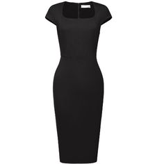 Elegant Bodycon Dress With Square Neck, Elegant Stretch Bodycon Dress With Square Neck, Fitted Black Bodycon Office Dress, Fitted Black Bodycon Dress For Office, Black Fitted Bodycon Dress For Office, Elegant Black Slim Fit Bodycon Dress, Black Bodycon Dress For Work, Elegant Stretch Bodycon Dress For Office Wear, Stretch Midi Length Bodycon Dress For Office