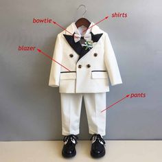 whtie 4pcs / 12M Boys Formal British British Dress, White Lace Maternity Dress, Tulle Maternity Dress, Boys Formal, Kids Blazers, Flower Children, Baby's First Birthday, Suit Outfit, Performance Costume