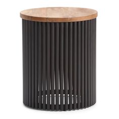 an image of a black and wood side table