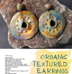 an advertisement for organic textured earings with the words organic textured earrings on it