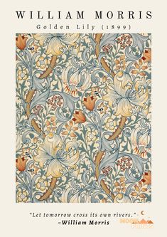 the cover of william morris's book, golden lily