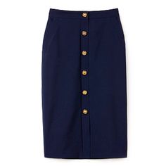 New With Tag! Lacoste Runway Collection Button Front Gold Tone Buttons Material: 100% Polyester Size: Eur 40 / Us 8 Color: Navy Blue Made In France Fitted Blue Skirt With Button Zip Fly, Fitted Blue Skirt, Chic Skirt With Gold Buttons For Work, Chic Fitted Skirt With Gold Buttons, Chic Workwear Skirt With Button Zip Fly, Classic Blue Skirt With Pockets, Blue Mini Skirt With Button Zip Fly, Classic Pencil Skirt With Button Closure, Fitted Skirt With Gold Buttons