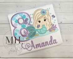 Mermaid Undersea Birthday Shirt, Mermaid Embroidered Birthday Shirt, Personalized Birthday Shirt, Mermaid Shirt, Mermaid Birthday Party - Etsy Commercial Embroidery Machine, Personalized Birthday Shirts, Mermaid Shirt, Light Blonde Hair, Shirt Hair, Mermaid Birthday Party, Mermaid Birthday, Light Blonde, Personalized Embroidered