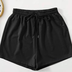 Shein Black Sweat Shorts New Without Tags Never Worn Black Sweat Shorts, Grad Trip, Shein Shorts, Real Christmas, Black Sweats, Shorts Sweatpants, Comfy Shorts, Sweat Shorts, Drawstring Shorts