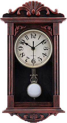 an ornate wooden clock with roman numerals