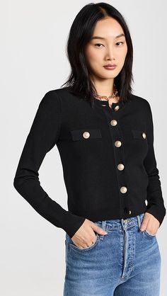 L'AGENCE Toulouse Cardigan | Shopbop Dressing Over 50, Tennis Skirts, Short Cardigan, Pocket Cardigan, Denim Trends, June 2024, Knitwear Cardigan, Fashion Items, Toulouse