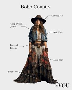 25 Types of Boho Styles - Most Popular and Trendy Stile Hippie Chic, Dress Old Money, Look Hippie Chic, Dressing Tips, Boho Punk, Country Outfit