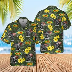 Personalized Proud Vietnam Veteran Hawaiian Shirt, US Military Hawaiian Shirt For Dad, Grandpa, Vietnam Veteran Beach Button Down Shirt  All Over Print (AOP) Clothes we offer are expertly using 3D print-rich in color, dye-sublimation printing - a complex printing process, all-over printing requires extremely subtle graphic designs beside modern printing techniques. We continuously exhibit the most exclusive aesthetic designs by professional team, which highlights your t-shirts no matter which so Green Hawaiian Button-up Shirt, Exclusive Aesthetic, Vietnam Veterans, Us Military, Graphic Designs, All Over, Aesthetic Design, Dye Sublimation, Printing Techniques