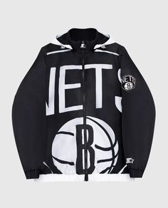 Shop the best selection of Starter jackets and apparel like the Starter Black Brooklyn Nets Hooded Nylon Full-Zip Jacket at starter.com Sporty Hooded Outerwear For Game Day, Hooded Letter Print Outerwear For Game Day, Hooded Outerwear With Letter Print For Game Day, Hooded Outerwear With Letter Print For Sports Season, Varsity Hooded Outerwear For Sports Season, Collegiate Hooded Outerwear For Sports Events, Hooded Varsity Outerwear For Sports Season, Team Spirit Hooded Outerwear For Sports Season, Collegiate Hooded Sports Outerwear