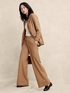 Sculpted Wide-Leg Trouser | Banana Republic Factory Women's Suits, Banana Republic Factory, Suits For Women, Banana Republic, Stretch Fabric, Full Length, Wide Leg, Trousers, My Style