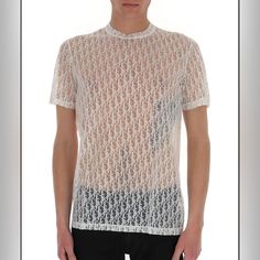 Excellent Pre-Owned Condition. Oblique Sheer T-Shirt From Dior In White Mesh, See Through Design. Size Says Xs, But Feels Like M, See Pictures For Measurements. St 51 Luxury Short Sleeve T-shirt For Summer, Designer Crew Neck T-shirt For Summer, Designer Fitted Short Sleeve T-shirt, Designer Fitted T-shirt For Spring, Luxury White Summer Shirt, Designer Fitted Crew Neck Top, Luxury Crew Neck Tops For Spring, Luxury White Short Sleeve T-shirt, Designer Crew Neck Tops For Summer