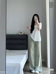 Wide Leg Jeans Summer, Comfy Trendy Outfits, High Waist Wide Leg Jeans, Jeans Summer, 사진 촬영 포즈