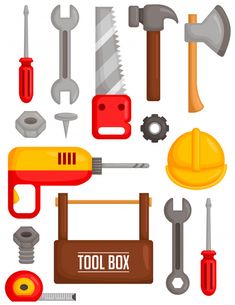 tools clip art set on white background with red border and text in the bottom right corner