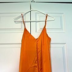 Nwt Orange Satin Dress H&m V-neck Midi Dress For Summer, Chic Orange V-neck Slip Dress, H&m V-neck Maxi Dress For Brunch, Orange Sleeveless Slip Dress For Spring, H&m Sleeveless Maxi Dress For Vacation, H&m Sleeveless Maxi Dress For Day Out, Sleeveless Orange Slip Dress For Spring, H&m V-neck Maxi Dress, Sleeveless H&m Maxi Dress For Day Out