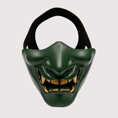 The Samurai Mask You've Been Looking For Unleash your inner warrior with our Japanese Samurai half-mask! Crafted from high-quality resin, this mask is a stunning and durable addition to any cosplay or festival outfit. The breathable material inside ensures comfort during extended wear, while the intricate design captures the essence of traditional Japanese samurai culture. Perfect for Halloween, festivals, and cosplay, this half-mask will make you the envy of all your friends. The attention to d Green Halloween Cosplay Mask, Warrior Style Masks For Cosplay And Masquerade Events, Black Samurai Masks And Prosthetics For Cosplay, Adjustable Full Face Mask For Cosplay, Samurai Style Black Mask For Masquerade, Black Warrior Mask For Masquerade, Black Warrior Style Mask For Cosplay, Black Warrior Style Masks For Masquerade, Black Warrior Style Mask For Masquerade