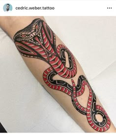 an arm with a snake tattoo on it