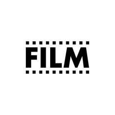 the film logo is black and white with squares on it's sides, as well as an arrow