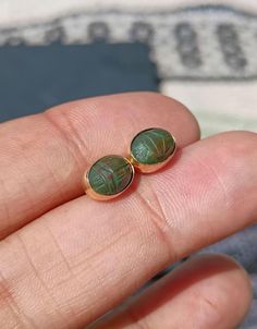 Bloodstone 14k scarab beetle earrings. Unmarked but acid tested with 10 and 14k. 10×7mm oval shape carved bloodstone post earrings. Earring backs are not tested and I don't think they are gold or original backs.  Fabulous pre-owned condition. Beetle Earrings, Bloodstone Jewelry, Scarab Beetle, Earring Backs, Jewelry Earrings Studs, Oval Shape, Post Earrings, Jewelry Earrings, Accessory Gift