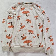 - Cute Mushrooms Sweaters - Nwot Cotton Sweatshirt With Mushroom Print, Cotton Fall Sweatshirt With Mushroom Print, Cotton Sweatshirt With Mushroom Print For Fall, Cotton Long Sleeve Sweatshirt With Mushroom Print, Casual Mushroom Print Sweatshirt For Fall, Casual Fall Sweatshirt With Mushroom Print, Fall Mushroom Print Crew Neck Sweatshirt, Casual Crew Neck Sweatshirt With Mushroom Print, Casual Long Sleeve Top With Mushroom Design