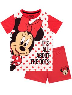 PRICES MAY VARY. Kids Minnie Mouse pajamas The polka dot tee with red sleeves features Minnie with her iconic bow Complete with co-ordinating red shorts that have a fab Minnie Mouse print on the leg and an elasticated waist for comfort Most perfect Minnie Mouse pajama set for your little mouse Officially licensed Disney merchandise Girls Minnie Mouse pajamas. Get your little fashionista ready for bed in these adorable Minnie Mouse pjs! A red t-shirt with Minnie's famous polka dots that has a 'It Minnie Mouse Red, Short Pajamas, Minnie Mouse Girl, Little Mouse, Mouse Print, Bed Time, Red T Shirt, Disney Merchandise, Cute Sets