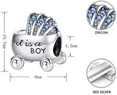 Adorn your jewelry or craft projects with this silver "It's a Boy" baby carriage charm, the perfect way to signify the birth of a newborn baby boy. Unique and made just for you. Wear it on your charm bracelet or add it to a necklace to add your very own special touch. Compatible With: Bolenvi Bead Charm Bracelets Bolenvi Moments O Pendants Bolenvi Bead Charm Necklaces Also Compatible: Pandora, Biagi, Troll, Chamilia, Persona, Ohm, Kay's Charmed Memories and similar European Style bead charm brac Sterling Silver Charms With Birthstone, Silver Sterling Birthstone Charms, Silver Birthday Birthstone Charms, Silver Birthstone Charms For Birthday, Silver Birthday Charms With Birthstone, Silver Birthstone Charms, Silver Birthstone Charms For Gifts, Customizable Adjustable Silver Charms, Silver Birthstone Charm Bracelet Gift